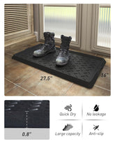 SUPENUIN Boot-Tray Heavy Duty Rubber Mat with Lip Waterproof Shoe Mat Tray for Entryway Indoor Outdoor Multi Use Catch All Trays Entryway Mat Shoe Cleaning Mat Entryway Shoe Storage 16x27.5 Inches